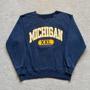 Champion Michigan Wolverines Navy‎ Crewneck Sweatshirt Vtg 90s Large